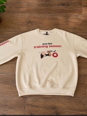 Divided Cream Crewneck Sweatshirt with Red Graphic